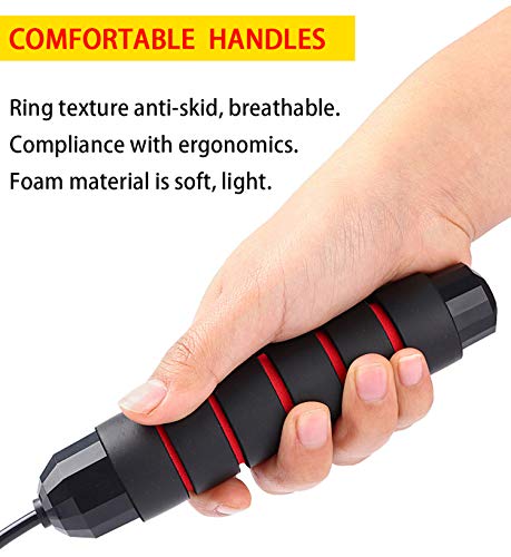Jump Rope, Ball Bearings Tangle-Free Rapid Speed Cable Skipping Rope, Adjustable Jumping Ropes for Men, Women and Kids - 2...