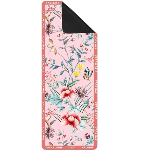 Yagizaai Hot Yoga Mat Towel for Women | Non-Slip Natural Rubber Backing | 72"x26.7" Absorbent Suede Microfiber & Floral De...