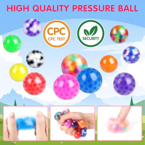 36 Pack Squishy Ball, Stress Balls Bulk for Adults, Mini Stress Balls, Anti-Anxiety and Fidget Balls to Relax, Birthday Gi...