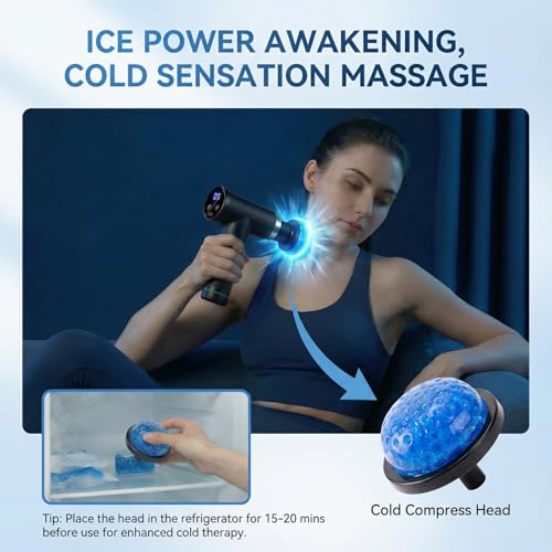 Hetorosu Hot and Cold Massage Gun - Detachable Extended Handle Massage Gun,Deep Tissue Massage Gun, Used for Relieving Pai...