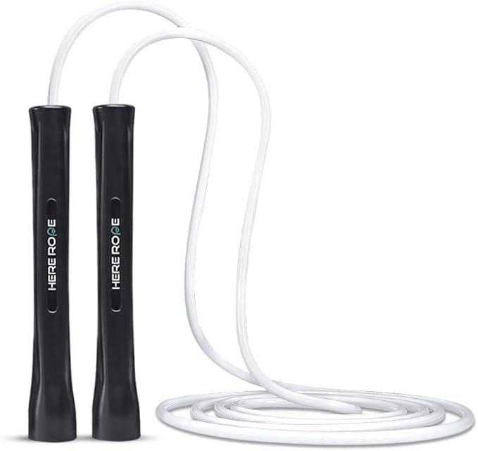 HEREROPE Adjustable Jump Rope – 5mm PVC Skipping Rope with Unbreakable Handles, Non-Kinking, Includes 1 Spare Rope for Ind...