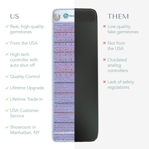 HealthyLine Platinum Far Infrared Heating Pad - Full Body Mat for Back Pain - Natural Crystal Gemstones - Auto Shut Off - ...
