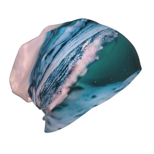 Ocean Waves Print Soft Beanie Winter Hat Warm Thermal Cap Headwear for Snow Play Outdoor Activities
