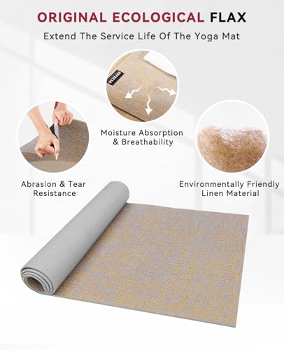 HAPBEAR Extra Large Yoga Mat (84''x30'') - 1/4'' Thick Durable Natural Linen, Non-Slip & Tear-Resistant - Perfect for Home...