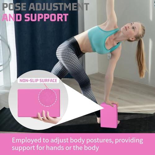 Yoga Blocks 2 Pack, 3"x6"x9" EVA Foam Yoga Block Supportive, Non-Slip Exercise Blocks, Yoga Accessories for Pilates, Medit...