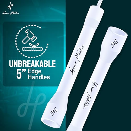 Honor Athletics 2.0 Beaded Jump Rope - Adjustable with Unbreakable Handles & Shatterproof Beads for Enhanced Fitness Training