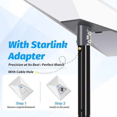 10FT Gen 3 Starlink Pole Mount, Starlink Mount with Pipe Adapter, Starlink Ground Pole Mounting Kit