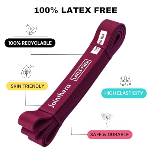JOINTHERA Premium Latex Free Resistance Bands for Working Out - Set of 5 + Carrying Bag | Non Latex Pull Up Loop Workout B...