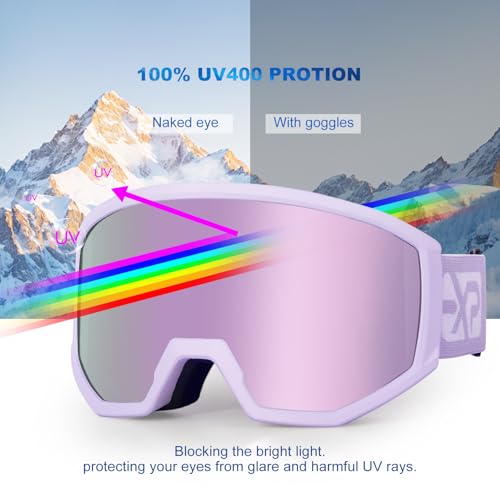 EXP VISION Ski/Snowboard Goggles, Anti-Fog Snow Goggles for Men & Women - Perfect for Skiing, Snowboarding & Winter Sports