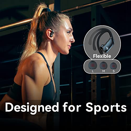 bmani Ear Buds Wireless Earbuds Bluetooth Headphones with 80H Playtime LED Display Case, Over-Ear Hook with Mic, Stereo So...