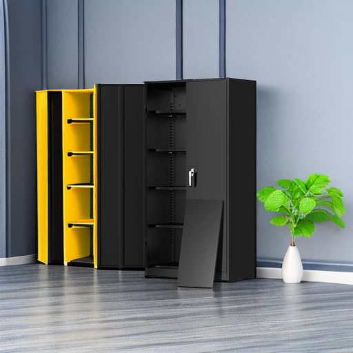 Greenvelly Metal Garage Storage Cabinet, 72” Lockable Storage Cabinet with Adjustable Shelves, Steel Tool Organizer for Ho...