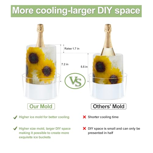 Ice Mold Wine Bottle Chiller,DIY Acrylic Ice Bucket for Cocktail Bar Party Wedding Festival Halloween Chirstmas Holiday Ch...