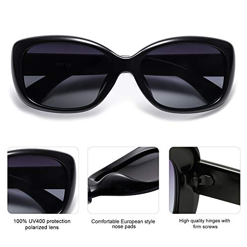 SOJOS Vintage Square Sunglasses for Women Polarized UV Protection Havana Frame SJ2111