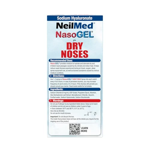 NeilMed NasoGel Drip Free Gel Spray for Dry Noses 30mL. Drug-Free Saline Based Water Soluble Nasal Gel Spray to Hydrate and lubricate Dry and Irritated Nasal passages (Pack of 2)