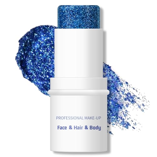 KYDA Body Glitter Stick, Chunky Glitter Gel for Face Body Hair, Sparkling Holographic Mermaid Sequins Paint, Waterproof Mu...