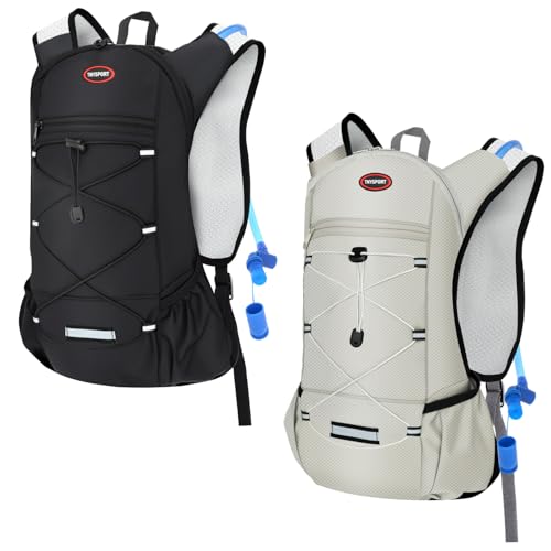 2 Pack Hydration Backpack Pack with 2L Hydration Bladders, TNYSPORT Lightweight Breathable Water Backpack with Multiple Po...