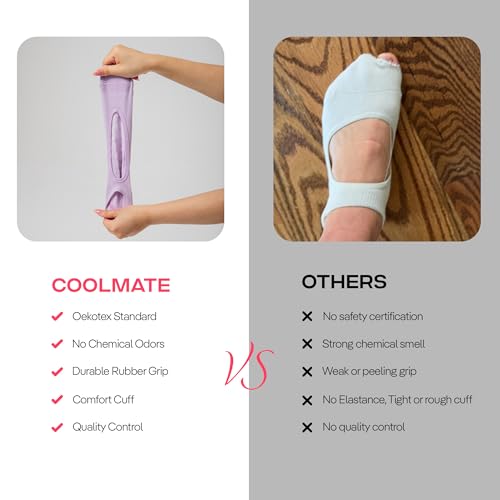 CoolMate Pilates Socks with Grips for Women, Yoga Socks, Crew Non Slip Women for Barre, Valentines Day Gifts for Her