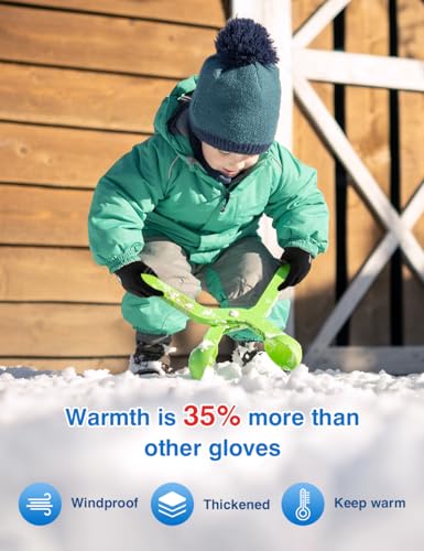 ORVINNER Kids Winter Gloves for Boys - 4 Pairs Soft Fleece Lined Thermal Stretchy Knit Warm Gloves for Cold Weather (2 Bla...