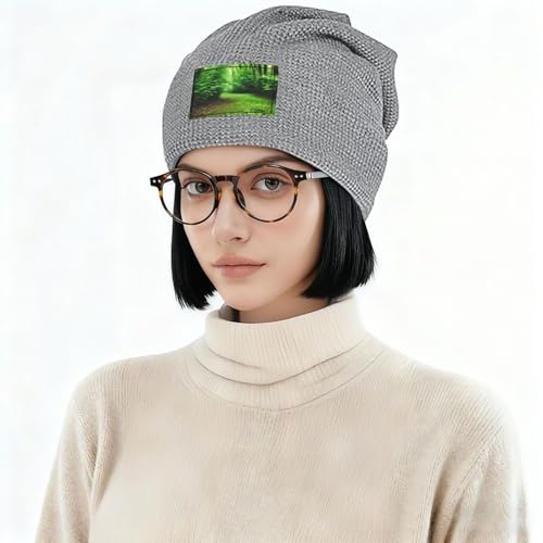 Green Nature Print Lightweight Waffle Pullover Hat Men Women Winter Headwear Outdoor Camping Travel