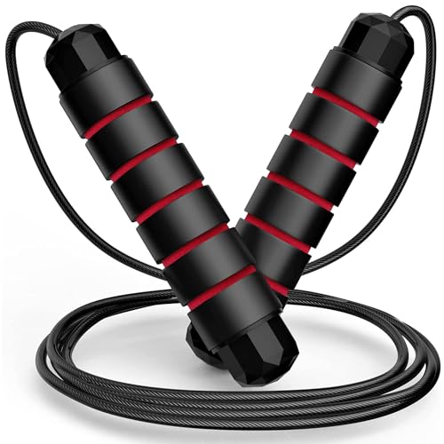 Jump Rope for Fitness, Adjustable Speed Jump Rope with Ball Bearings, Tangle-Free Skipping Rope for Women Men Kids, Durabl...