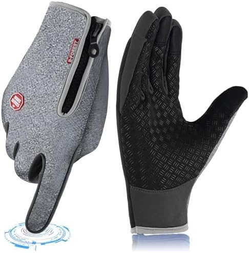 ActFun Winter Gloves, Anti Slip Touchscreen Gloves Windproof Cycling Gloves, Thermal Gloves Cold Weather Cycling Gloves fo...