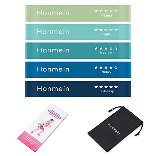 Honmein Resistance Bands for Working Out, Exercise Bands with 5 Resistance Levels Fit for Home Fitness, Strength Training,...
