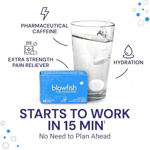 Blowfish for Hangovers - Fast Hangover Relief in 15 Minutes | Headache Relief, Energy, and Hydration in One Step | Single Box
