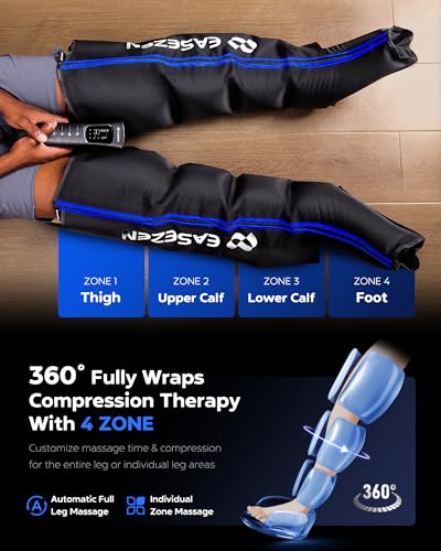 EaseZen Leg Compression Massager for Circulation and Pain Relief, Leg Recovery Compression System for Fast Recovery of Foo...