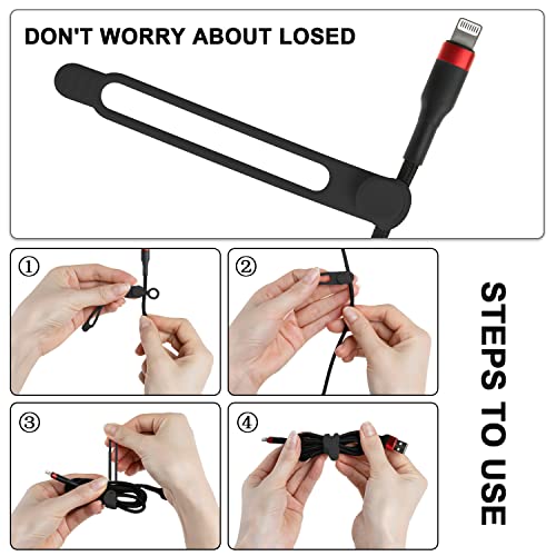 Nearockle 24Pcs Silicone Cable Straps Cord Organizer for Bundling Earphone, Phone Charger, Computer Cords, Reusable Cable ...