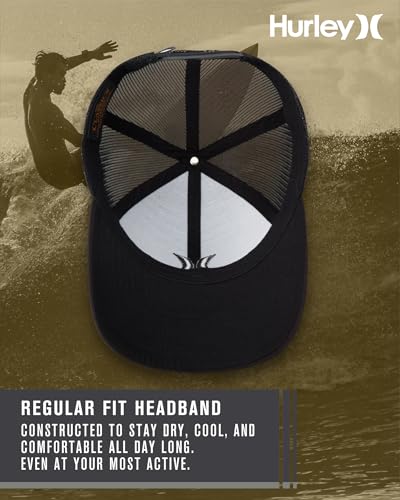 Hurley Men's Caps - Del Mar Mesh Panel Baseball Cap Trucker Hat - Snap Back Hats for Men