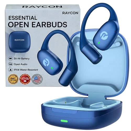Raycon Essential Open Ear Earbuds – Open Ear Headphones, Earbuds Wireless Bluetooth, Sweat & Water-Resistant Earphones, Ru...