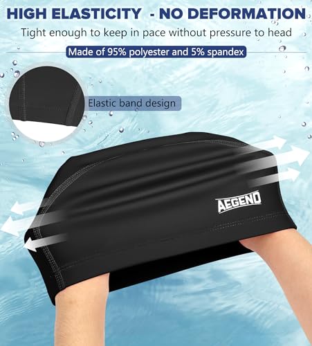 Aegend Fabric Swim Cap, Silicone Waterproof Layer - Breathable Cloth Swimming Cap, Keep Hair Dry with Hight Elasticity for...