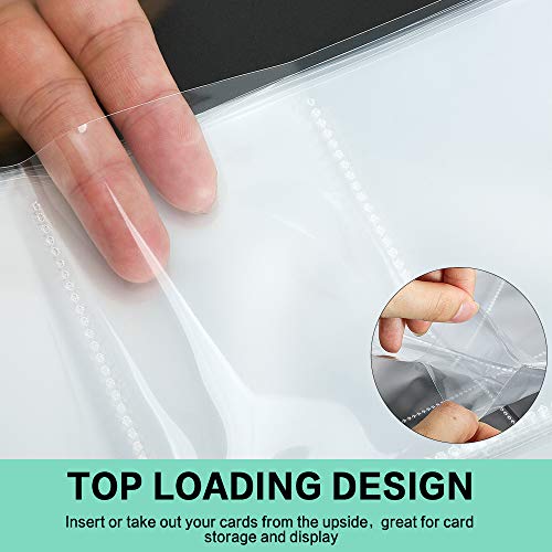 Trading Card Sleeve Pages, PANDRI 100 Pack 9 Pocket Trading Card Storage Album Pages 11 Holes Fit 3 Ring Binder