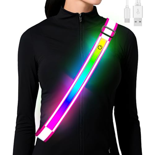 Reflective Sash Gear for Walking at Night,Flashing LED Reflective Belt Safety Lights for Walkers Night Dog Walking Biking ...