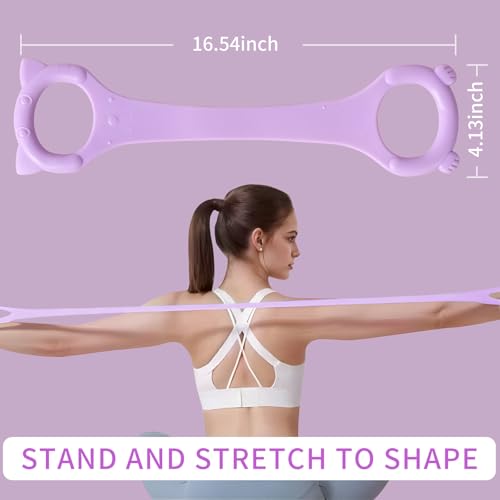 Figure 8 Fitness Resistance Band with Handles, Arm & Back Training Elastic Rope for Pure Barre Workout, Chest, Shoulder St...