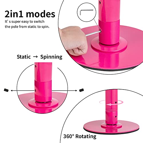 PRIORMAN Dance Pole Set -Premium Height Adjustable 7.38-8.85ft Portable 45mm Diameter 360°Spinning Dancing Pole for Home,2...
