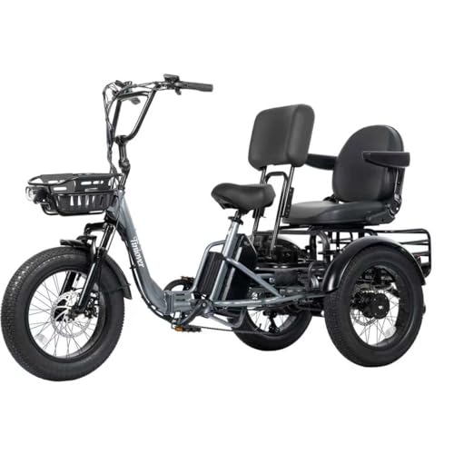Folding Electric Tricycle for Adults 2 Seater, 22MPH 100 Miles 4" Wide Fat Tire Electric Trike, 3 Wheel Electric Bike 1200...
