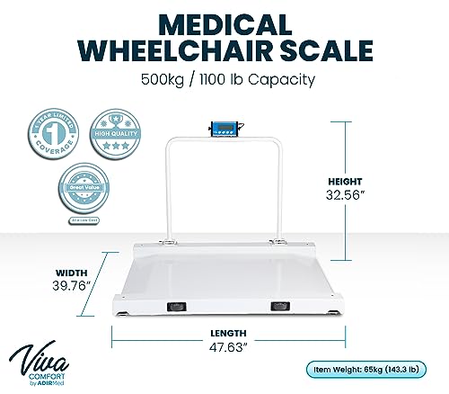 VivaComfort Wheelchair Scale Bariatric Wheelchair Scale with Ramp, 1100 lb / 500 Kg Capacity