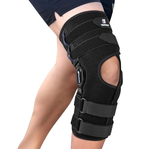 Knee Brace for Men and Women, 16inch Hinged Knee Brace with Side Stabilizers Adjustable Knee Braces for Knee Pain Front Op...