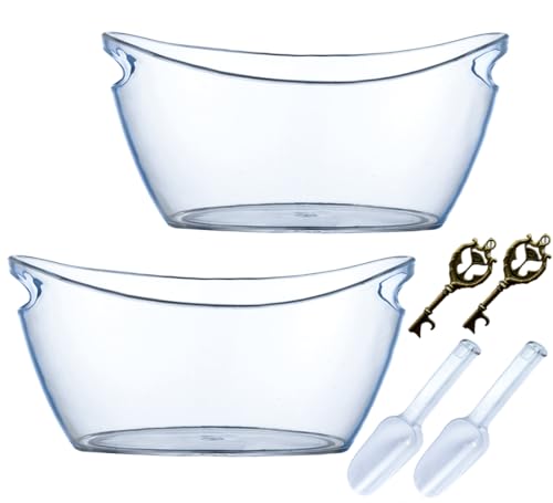 2 PCS Ice Bucket,Acrylic Ice Buckets for Parties,5.5L Extra Large Clear Champagne Beer Tub Mimosa Bar Supplies Kit Wine Be...