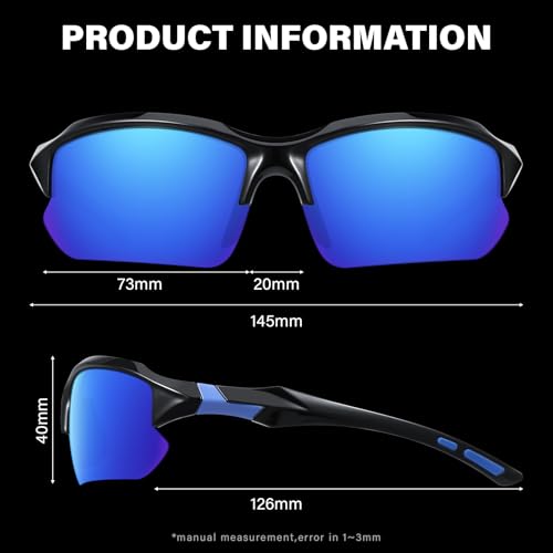 DioKiw Sports Polarized Sunglasses for Men Cycling Running Fishing UV Protection Sun Glasses Lightweight Half Frame Goggles