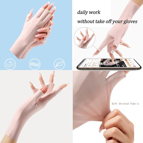 Women Cool Ice Silk Fingerless Driving Gloves Sunblock Non-Slip Outdoor Light-Thin Gloves Fishing Hiking Outdoor