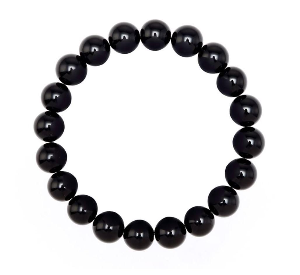 Adabele Real Natural Black Agate Gemstone Beaded Bracelet 8 inch Stretch Chakra Healing Crystal Stone Jewelry Women Mom Gift (Un