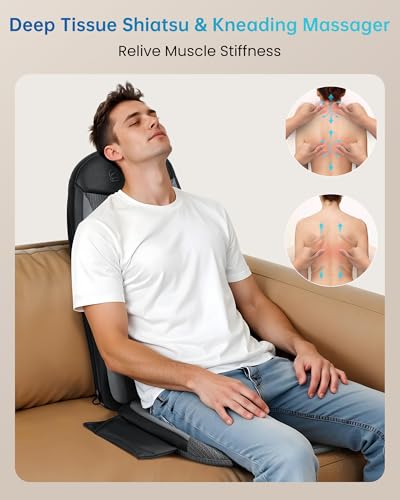 COMFIER Shiatsu Back Massager with Heat,Massage Chair Pad for Back Relief deep,Heated seat Cushion,Chair Massager for Nec...