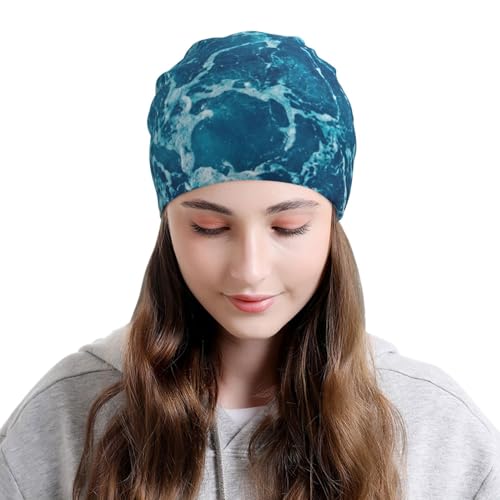 Tropical Ocean Beach Theme Print Winter Beanie Hat Men Women Soft Lightweight Thermal Cap for Outdoor Skiing Wear Black