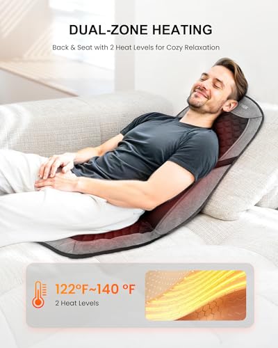 COMFIER Back Massager with Heat,Massage Chair Pad,Massage Seat Cushion with Adjustable Lumbar Support,Back Massage for Pai...