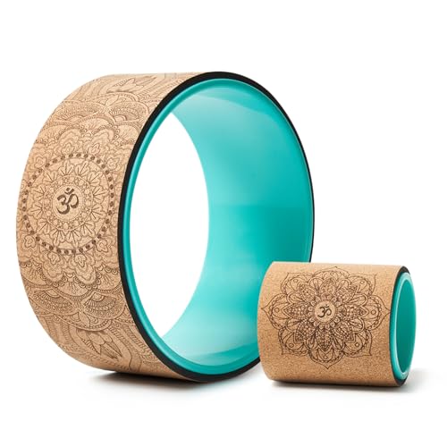 Yoga Wheel for Stretching & Flexibility to Help Back Aches & Tension, Deep Tissue Muscle Massage. Back Roller Wheel with E...