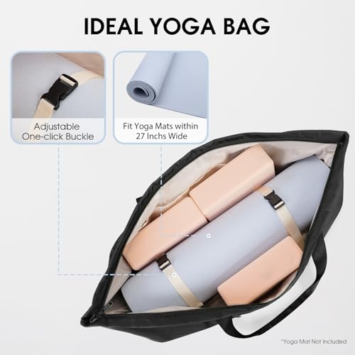 Large Yoga Mat Bag with Shoes Compartment and Wet Pocket Ladies Pilates Gym Tote Bag with Yoga Mat Holder Strap for Women ...