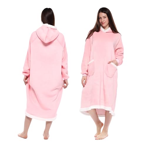 Yosamio Hooded Blanket Wearable Super Soft Flannel & Sherpa, Oversized Fleece Hoodie Blanket, Cozy Wearable Blanket