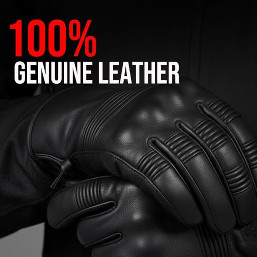 Jackets 4 Bikes Motorcycle Leather Gloves for Men Women - Touch Screen, Gel Padding, Knuckle & Palm Protection, Motorbike ...
